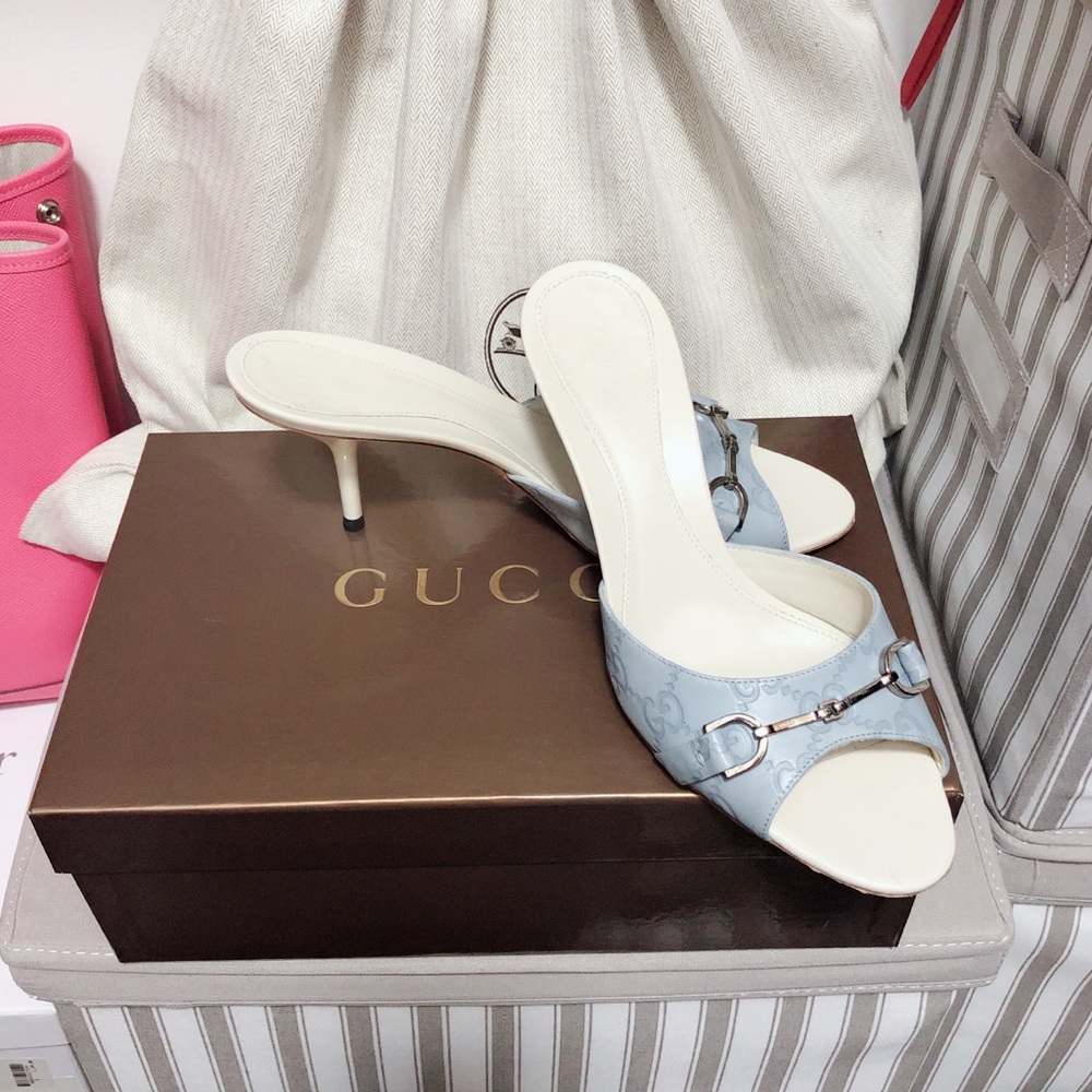 Gucci monogram slippers